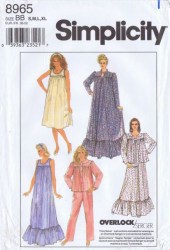 8965 NIGHTGOWN LENGTHS, ROBE, PJS, BED JACKET PATTERN 6-20